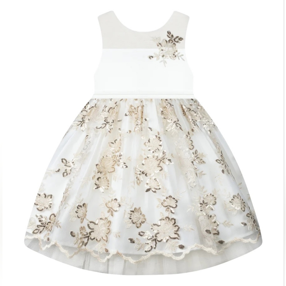 NWT American Princess Girls Cream Embellished Special Occasion Dress Size 4